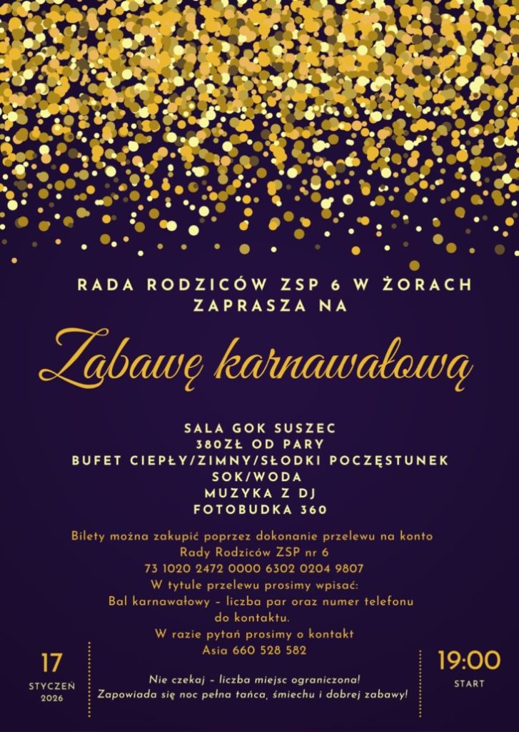 Zaproszenie na zabawę karnawałową